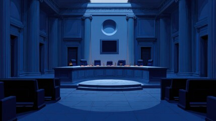 Empty courtroom at night
