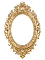 A gold framed oval with a floral design