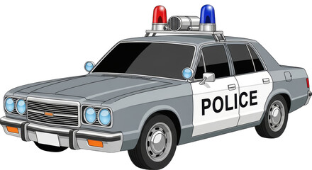 Isolated Police Car Illustration