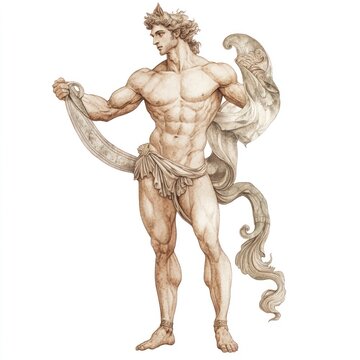 An ancient greek Ichthyocentaur statue art man.