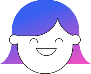 Student girl with gradient hair icon with soft color gradient. Back to school abstract vector illustrations series.