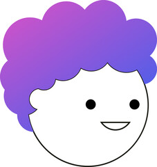 Boy with curly hair icon with soft color gradient. Back to school abstract vector illustrations series.