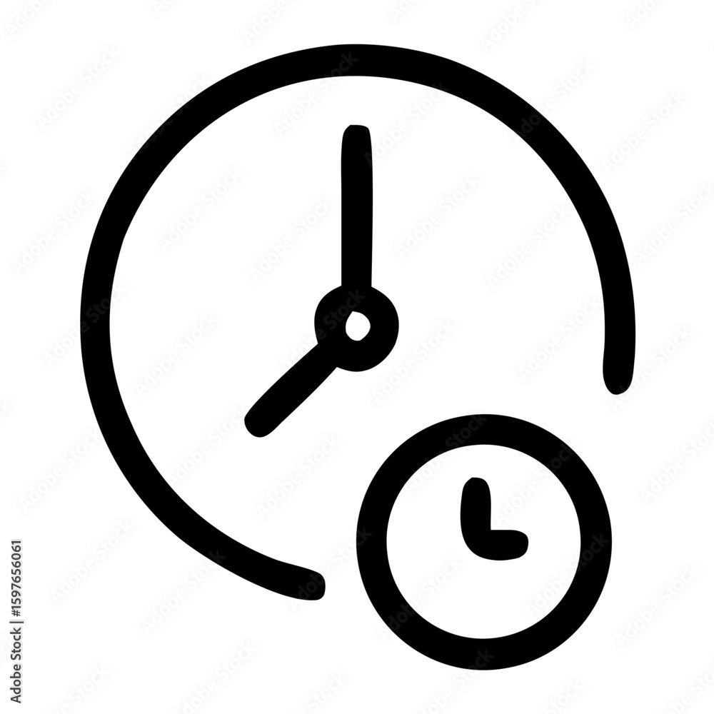 Poster simple line style clock notification icon symbol for ui design