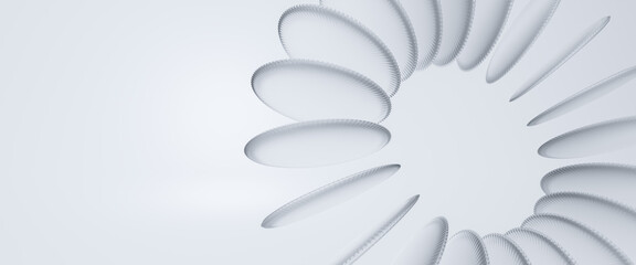 Abstract 3d background with round cylinder shapes smooth, Abstract white curving architectural design. Visual element for banner header poster or cover. 3d rendering illustration for graphic design