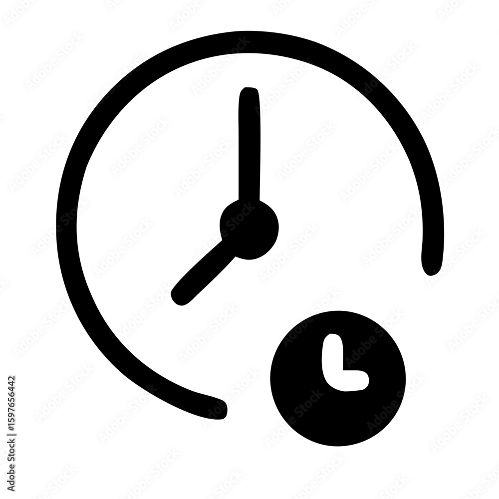Poster simple line style clock notification icon symbol for ui design