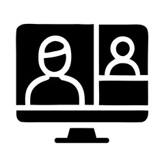 Minimalist Glyph Display Screen Online Meeting Conference Computer Icon