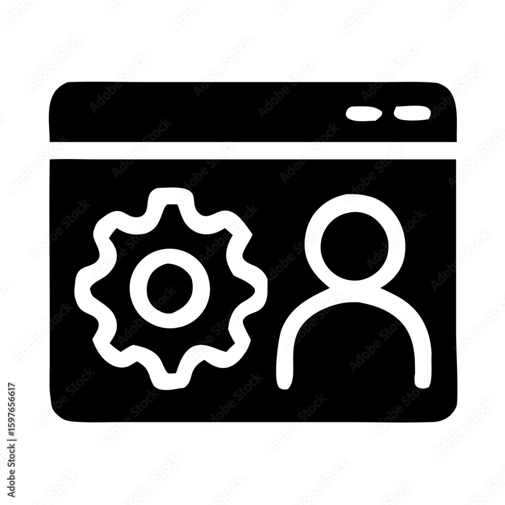Poster black silhouette user configuration interface with gear setting icon