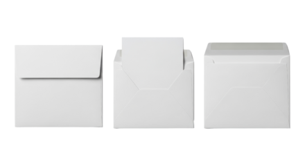 White envelopes composition for mailing stationery and invitation mockup isolated PNG with Transparent Background