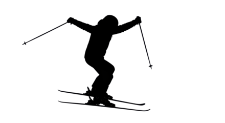 Isolated Silhouette Skier Jumping