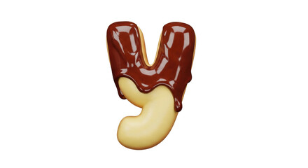 Isolated Chocolate Letter Y on White Background