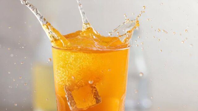 Orange juice splash into glass