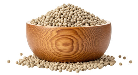 Isolated White peppercorns in bowl