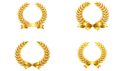 Golden laurel wreath icon isolated on white background