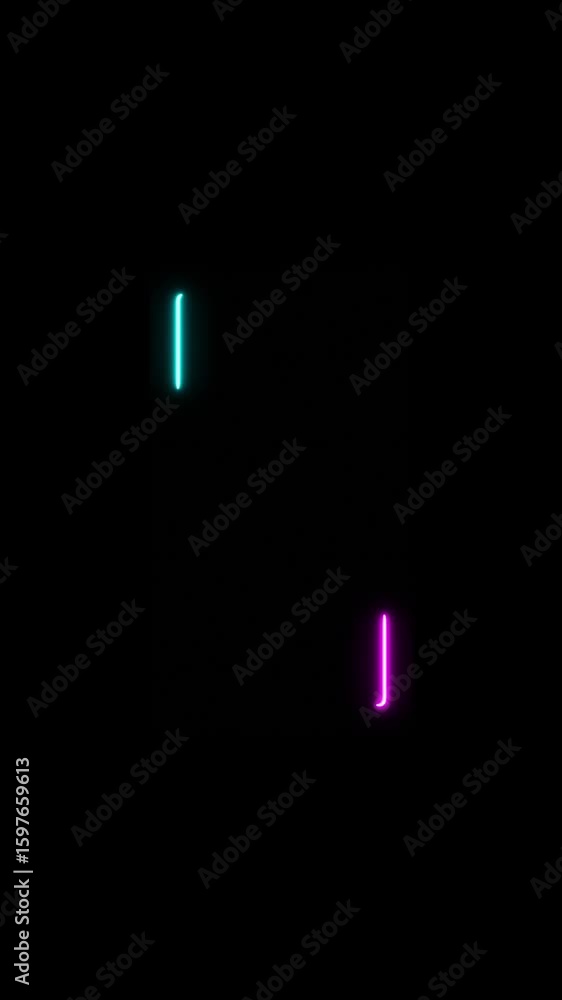 Poster video animation of glowing neon rectangles in blue and magenta - abstract background - seamless loop