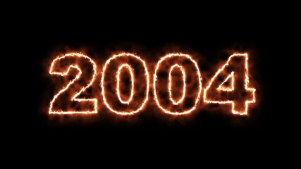 video animation - abstract fire of the numbers 2004 - represents the new year - motion animation - happy new year concept