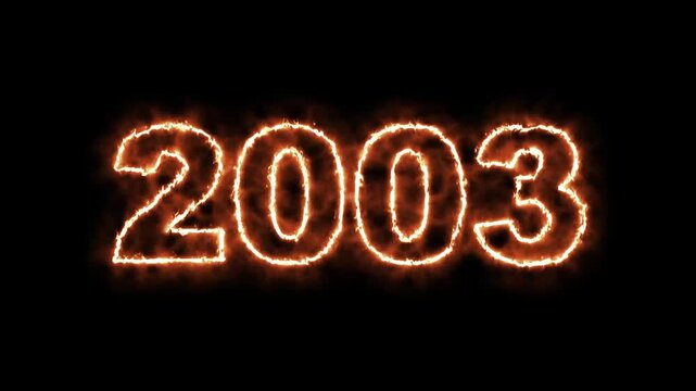 video animation - abstract fire of the numbers 2003 - represents the new year - motion animation - happy new year concept