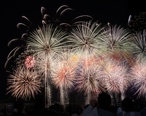 Spectacular Fireworks Light Up the Night Sky In Busan, Korea.