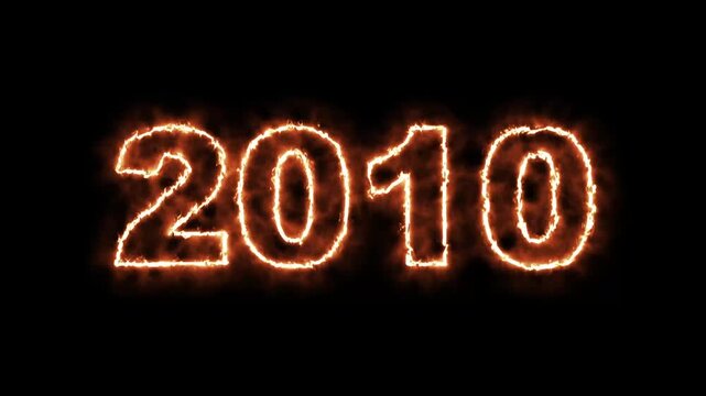 video animation - abstract fire of the numbers 2010 - represents the new year - motion animation - happy new year concept