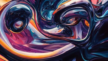 Abstract liquid forms in swirling colors