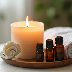 candle and stones