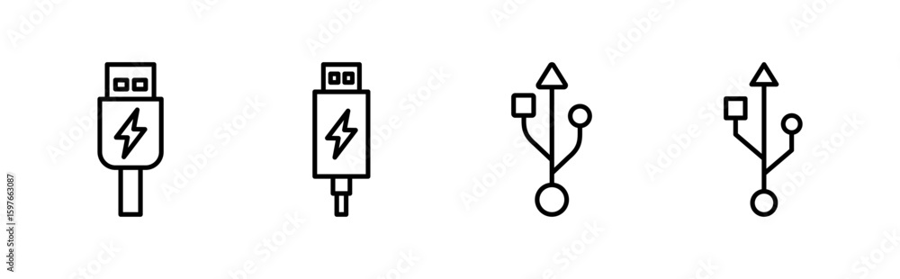 Poster usb icon set. flash disk icon vector