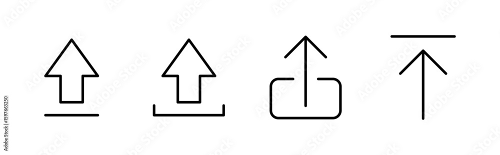 Poster upload icon set. load data symbol