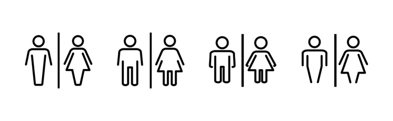 Toilet icon set. restrooms icon vector. bathroom sign. wc, lavatory