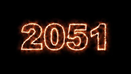 video animation - abstract fire of the numbers 2051 - represents the new year - motion animation - happy new year concept