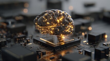 Human brain on circuit board