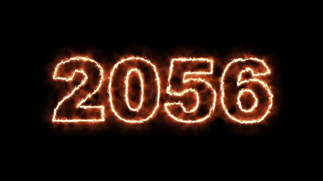 video animation - abstract fire of the numbers 2056 - represents the new year - motion animation - happy new year concept