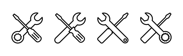 Repair tools icon set. tool icon vector. setting icon vector. Wrench and screwdriver. support, Service