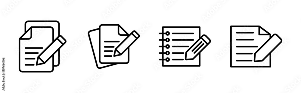 Poster note icon set. notepad icon vector. edit file. write icon