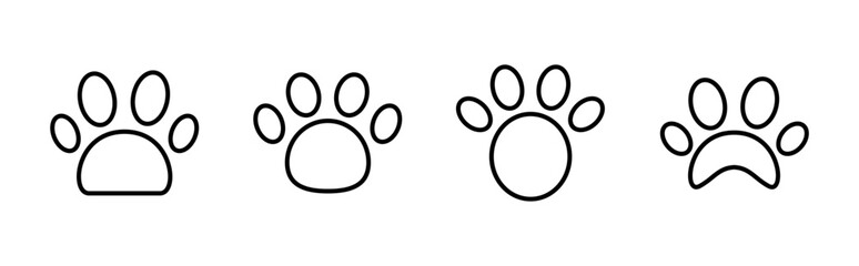 Paw icon set. paw print icon vector. dog or cat paw