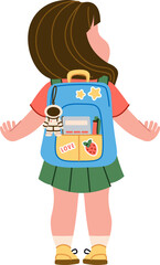 Girl with Backpack Back View