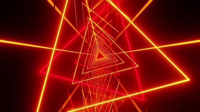 Red hell VJ loop background with rotated triangles and mirrored floor