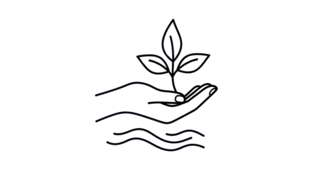 Hand holding plant, waves isolated PNG with Transparent Background