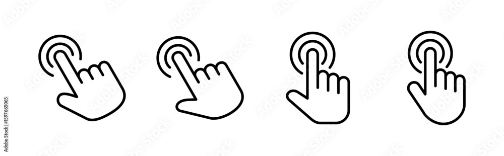 Poster hand cursor icon set. click icon vector. hand click. pointer