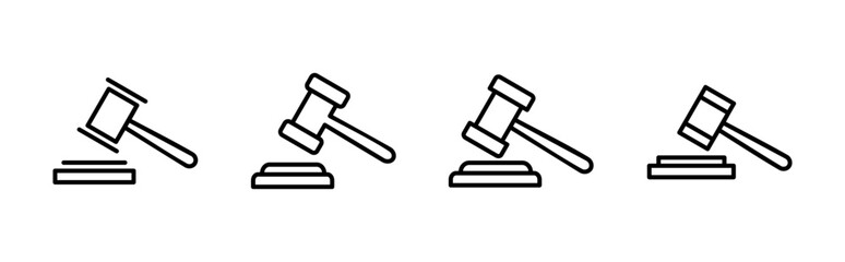 Gavel icon set. judge gavel icon vector. law icon vector. auction hammer