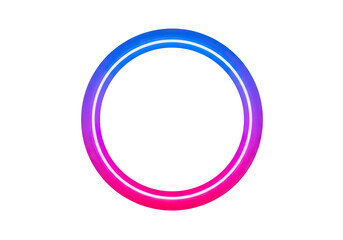 A vibrant circle frame with a gradient of blue to pink glows brightly isolated on transparent background