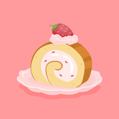 vector hand drawn roll cake illustration template