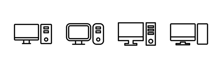 Computer icon set. computer monitor icon vector.
