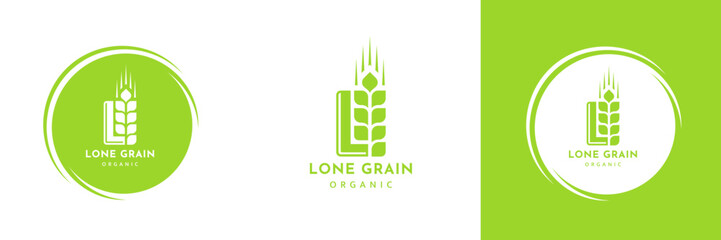 Wheat logo vintage set isolated on white background. Round label with ears silhouette. Emblem template for farm with wheat. Vector Illustration