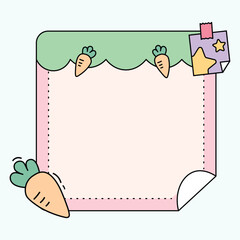Cute Memo Note with Carrot Border and Paper Stickers