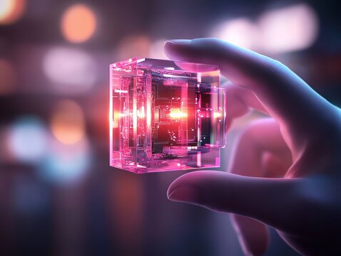 A futuristic scanner capturing the details of a complex, glowing crystal