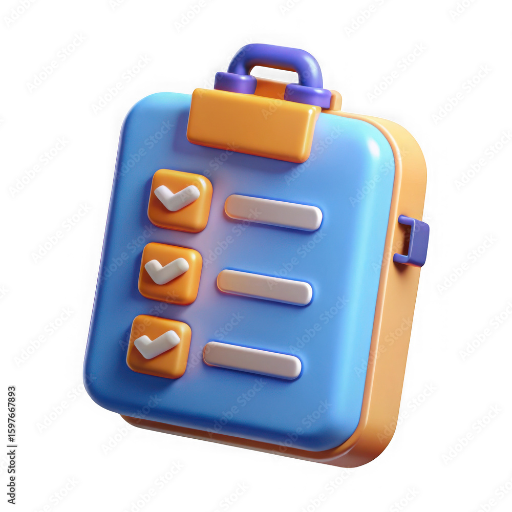 Aufkleber 3d rendered checklist clipboard with checkmarks and empty lines isolated on transparent background