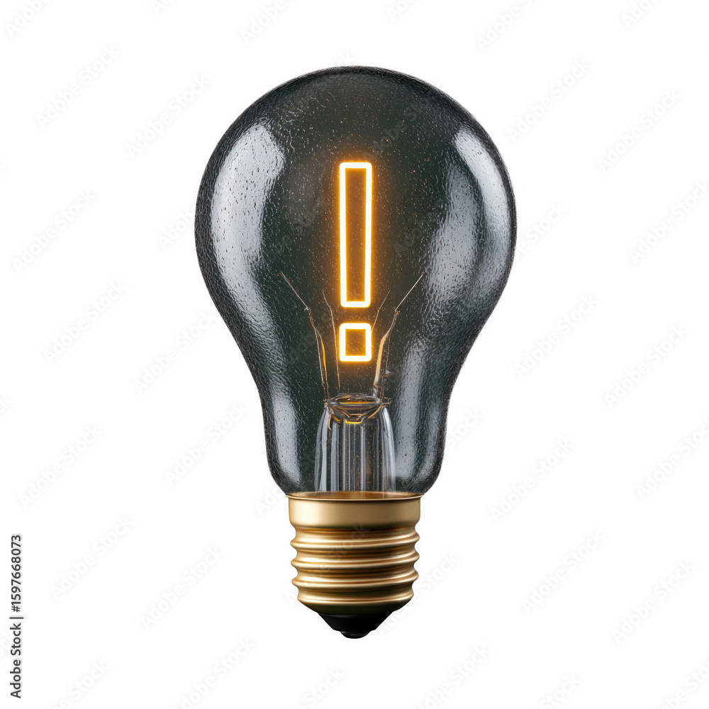 Poster a light bulb with an exclamation point on it