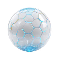 Fototapeta premium A blue and white soccer ball with a hexagonal pattern