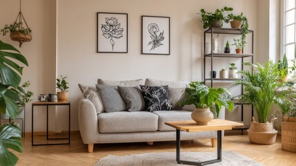 Cozy living room with plants