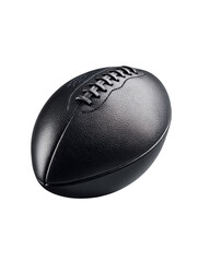 A black football with white stitching