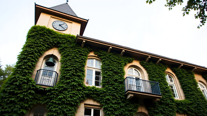 University Building University building with classic clocktower and bell, stone arch windows, and ivy reaching second story. (2).jpg